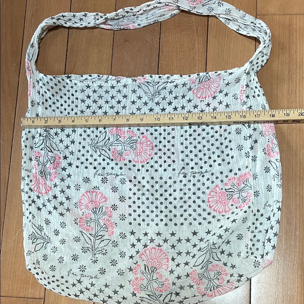 Free People Floral Shoulder Tote with Pink Accents